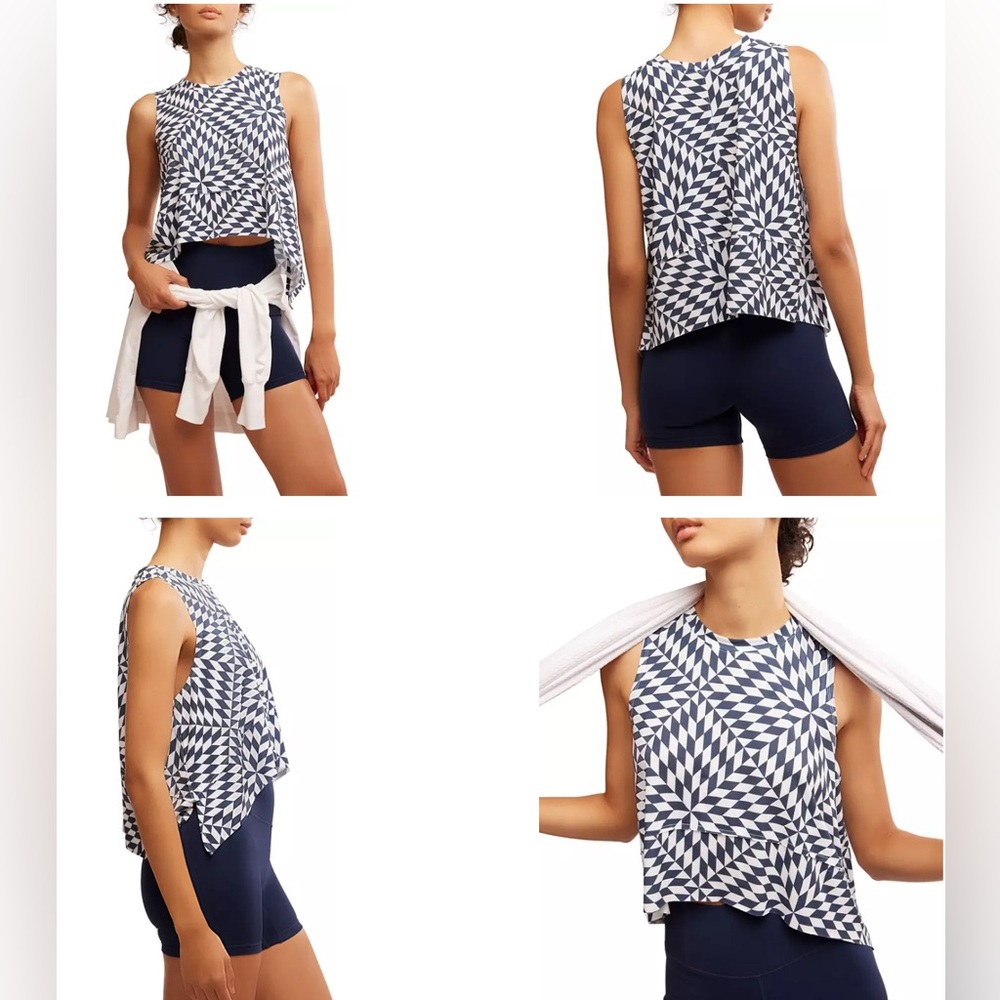 FP Movement Women's Printed Tempo Tank Size XS small in color: Navy Combo